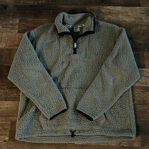 PINK Brand Greenish-Gray Fuzzy Sherpa 1/4 Zip Jacket Size Large